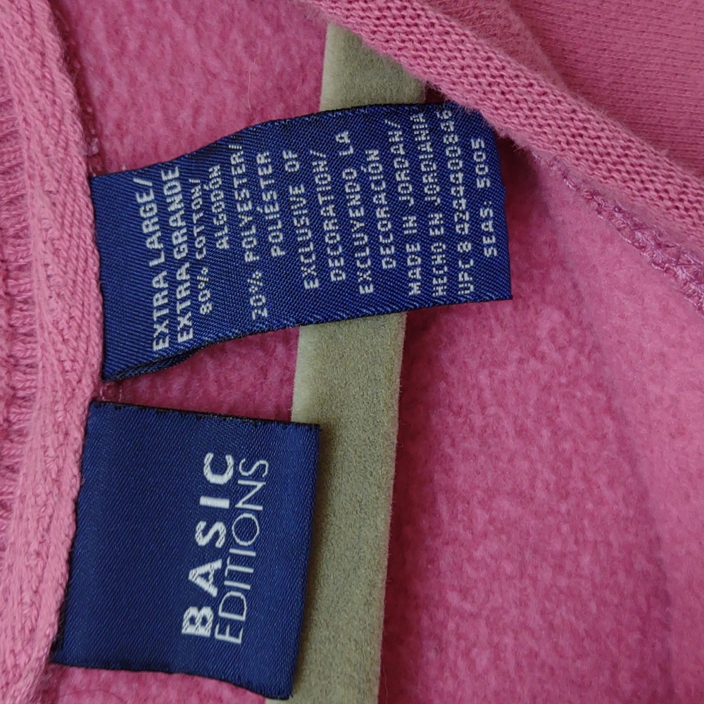 Basic Editions Pink Soft LS Roll Collar Sunflower Raised Design Sweatshirt - Picture 4 of 11